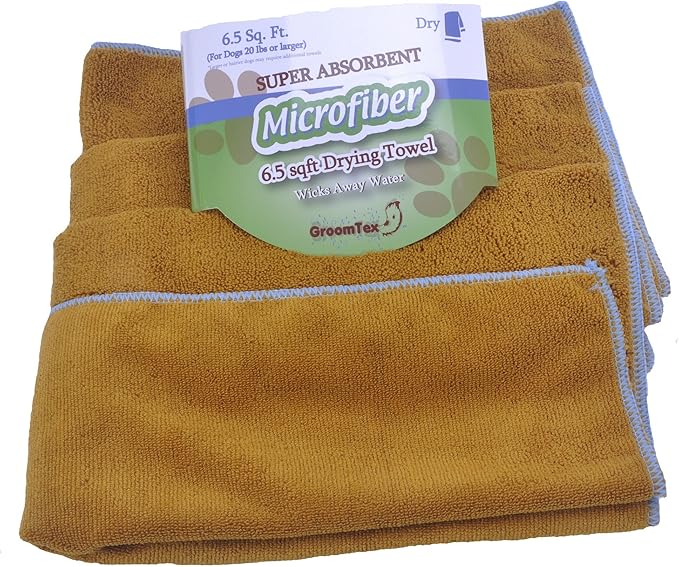 Large Microfiber Pet Towel – Super Absorbent Bath & Drying Towel for Dogs, Cats (24 x 39 in. & 6.5 Sq Ft, Golden Brown)