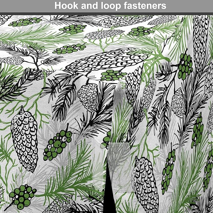 Lunarable Green Xmas Dog Crate Cover, Pine Cones and Holiday Theme Plants Fir Tree Motifs Print, Easy to Use Pet Kennel Cover for Medium Large Dogs, 42 Inch, White Fern Green