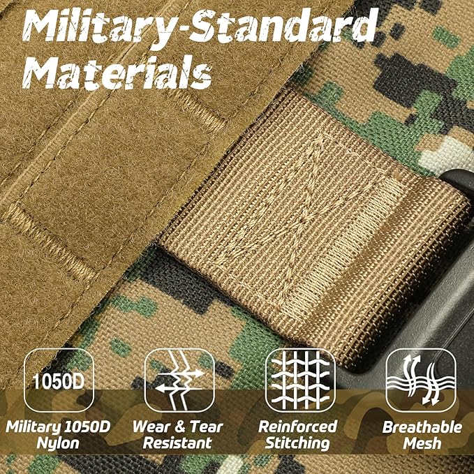 rabbitgoo Tactical Dog Harness for Large Dogs, Heavy Duty Dog Harness with Handle, No-Pull Service Dog Large Breed, Adjustable Military Dog Vest Harness for Training Hunting Walking, Brown Camo, S