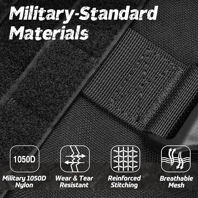 rabbitgoo Tactical Dog Harness for Large Dogs, Heavy Duty Dog Harness with Handle, No-Pull Service Dog Vest Large Breed, Adjustable Military Dog Vest Harness for Training Hunting Walking, Black, L