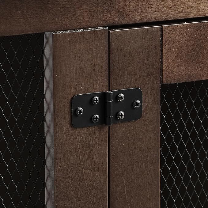 Crosley Furniture Dane Credenza Console Table Dog Crate Kennel for Pets, Brown