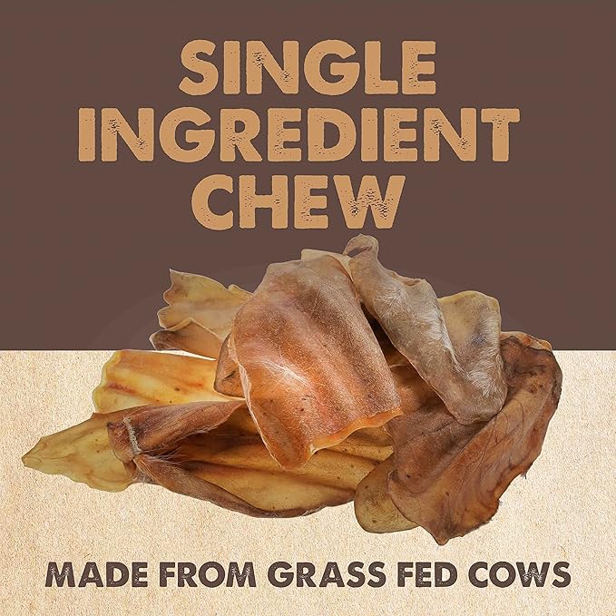Mighty Paw 100% Natural Unbleached Cow Ears for Dogs - Single Ingredient Dog Chews - Cow Ears for Dogs Chew Treats Suitable for Small, Medium & Large Pets - Cow Ear Dog Chews 12 Pack