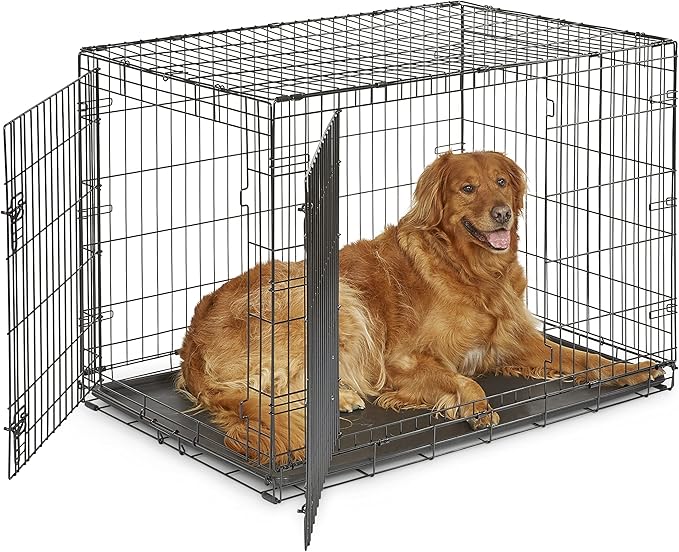 New World Newly Enhanced Double Door New World Dog Crate, Includes Leak-Proof Pan, Floor Protecting Feet, & New Patented Features, 42 Inch