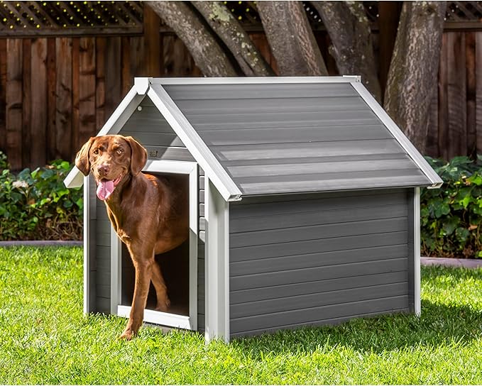 New Age Pet ECOFLEX Outdoor X-Large Bunk Style Dog House for Up to 100lbs Pets | 10 Year Manufacturer Warranty | Weatherproof Roof & Elevated Floor | Easy-to-Assemble & Clean