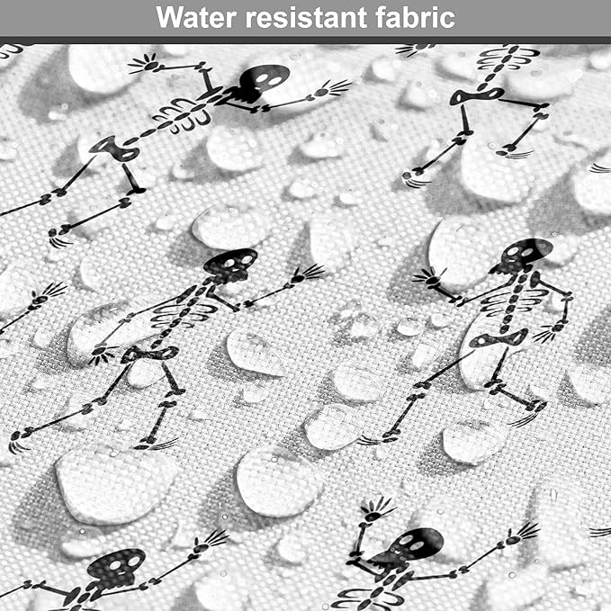 Lunarable Skull Dog Crate Cover, Cartoon Pattern of Monochrome Skeletons Halloween Themed Illustration Horror, Easy to Use Pet Kennel Cover for Cats & Medium Dogs, 24 Inch, White Black