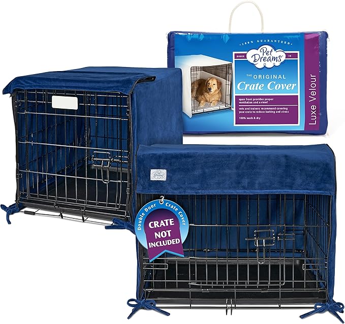 Pet Dreams Dog Crate Cover, Breathable, Dog Kennel Cover, Double Door, Dog Cage Covers for Dog Crates, Fabric Dog Crate Covers (Fits iCrates 18, 24, 30, 36, 42, 48 inches)