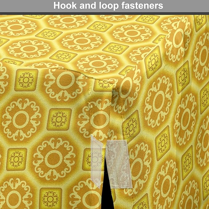 Lunarable Mustard Dog Crate Cover, Exotic Ornate Style Baroque Inspired Tiles Portuguese Culture Design Print, Easy to Use Pet Kennel Cover for Medium Large Dogs, 36 Inch, Earth Yellow