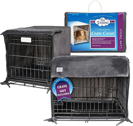 Pet Dreams Dog Crate Cover, Breathable, Dog Kennel Cover, Double Door, Dog Cage Covers for Dog Crates, Fabric Dog Crate Covers (Fits iCrates 18, 24, 30, 36, 42, 48 inches)