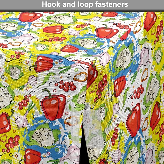 Lunarable Vegetables Dog Crate Cover, Ornate Food Garlic Pepper Cauliflower Delicious Plants Image, Easy to Use Pet Kennel Cover for Medium Large Dogs, 48 Inch, Lime Green Yellow