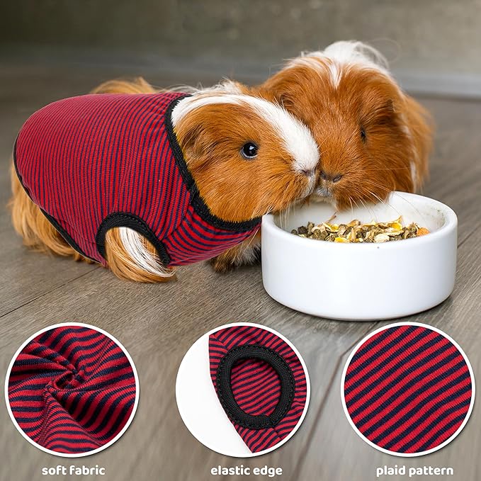 Guinea Pig Clothes - 2 Pack Cute Small Animal Vest Clothes for Rat Rabbit Chinchilla Ferret Kitten Chihuahua - Soft Breathable T-Shirt Pet Costume