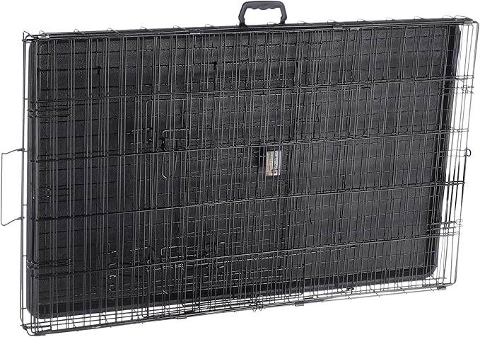 Dog Kennel - 42-Inch Dog Crate with Doors for Front and Side Access - Collapsible Dog Crate with Divider Wall Panel for Large Dogs by PETMAKER (Black)