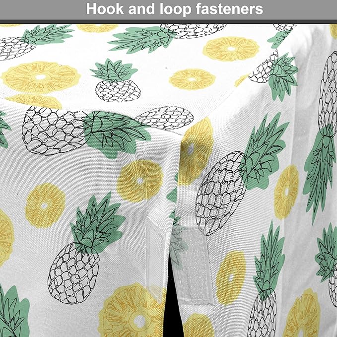 Lunarable Pineapple Dog Crate Cover, Doodle Style Whole and Sliced Pieces, Easy to Use Pet Kennel Cover for Medium Large Dogs, 42 Inch, White Yellow Jade Green