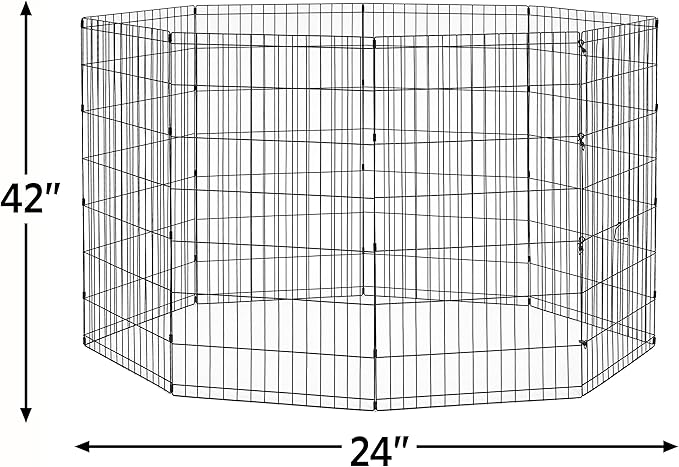 New World Dog Exercise Pen & Playpen, 24" W x 42" H, No Door, Black