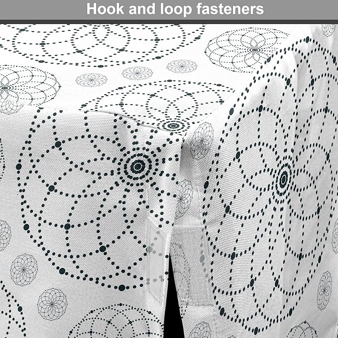 Ambesonne Sacred Geometry Dog Crate Cover, Circular Formations with Dots Flower Like Elements Design Print, Easy to Use Pet Kennel Cover for Cats & Medium Dogs, 30 Inch, Dark Petrol Blue White