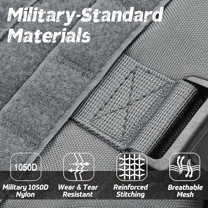 rabbitgoo Tactical Dog Harness for Large Dogs, Heavy Duty Dog Harness with Handle, No-Pull Service Dog Vest Large Breed, Adjustable Military Dog Vest Harness for Training Hunting Walking, Grey, S