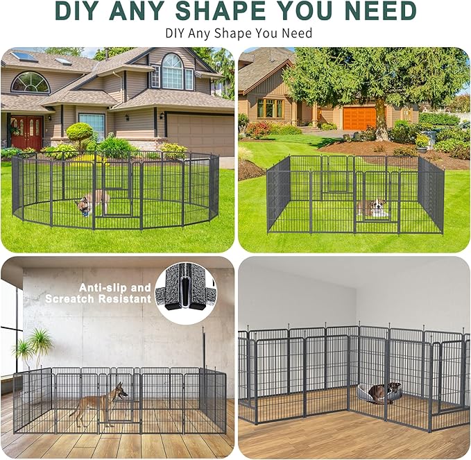 Musen Dog Playpen Outdoor, 16 Panels Dog Pen 40" Height Dog Fence Exercise Pen with Doors for Large/Medium/Small Dogs, Portable Pet Playpen for Yard, RV, Camping, Hammer Paint Finish