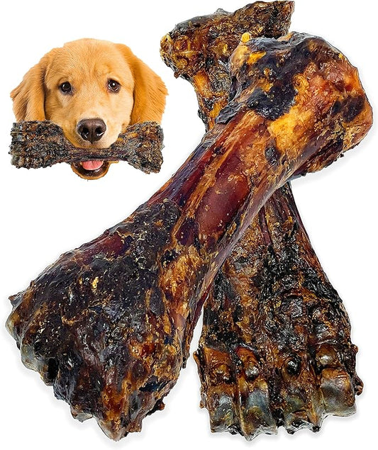 Liver Coated Dog Bones for Aggressive Chewers, Chew Bones for Large Dogs, Beef Shin Large Dog Bones for Medium Dogs, Long Lasting Dog Bones, Dog Chew Bones, 2 Pack