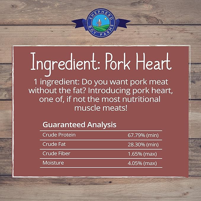 Freeze Dried Dog and Cat Treats, Pork Heart, All Natural Single Ingredient Freeze-Dried Dog Treat & Dog Snacks, Made in USA, High Protein, Essential Nutrition of Raw Dog Food, 3oz