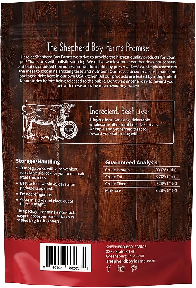 Freeze Dried Dog and Cat Treats, Beef Liver, All Natural Single Ingredient Freeze-Dried Dog Treat & Dog Snacks, Made in USA, High Protein, Essential Nutrition of Raw Dog Food, 3oz