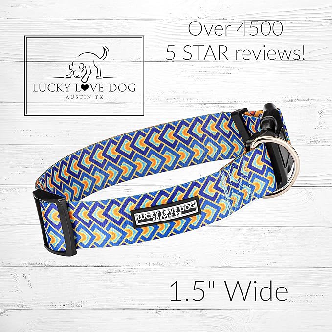 Lucky Love Dog Wide Martingale Dog Collar - No-Slip, Durable, & Soft Webbing 1.5 inch Martingale Collar for Dogs Male and Female Ideal for Training & Walking - Stylish Murphy Pattern, Medium Size
