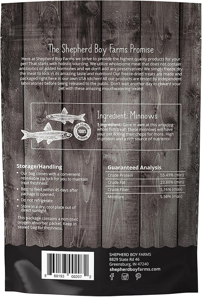 Freeze Dried Dog and Cat Treats, Minnows, All Natural Single Ingredient Freeze-Dried Dog Treat & Dog Snacks, Made in USA, High in Protein, Essential Nutrition of Raw Dog Food, 2oz