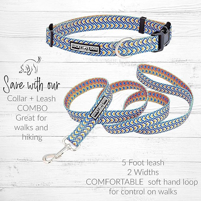 Lucky Love Dog Martingale Collar and Leash Set, Premium No Slip Collar for Male Dogs, Comfortable & Soft Martingale Dog Collars, Great for Whippets, Greyhounds, and More (Murphy, Large - Combo)