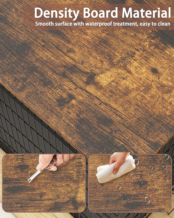 Piskyet Dog Crate Topper Wood Countertop for 48 42 36 30 24 inch Dog Cage, Dog Crate Cover,Dog Kennel Topper, 42" Rustic Brown(Crate Not Include)