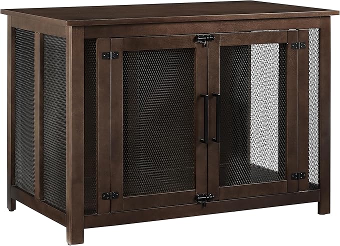 Crosley Furniture Dane Credenza Console Table Dog Crate Kennel for Pets, Brown