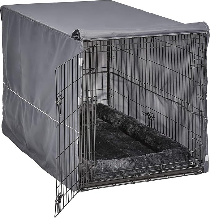 New World Pet Products New World Double Door Dog Crate Kit Includes One Two-Door Crate, Matching Gray Bed & Gray Crate Cover, 48-Inch Kit Ideal for X-Large Dog Breeds