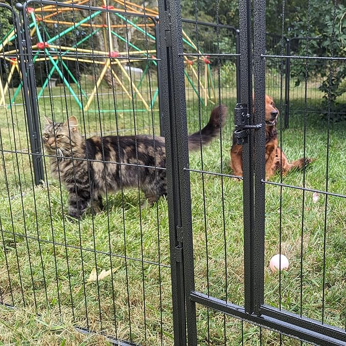 Dog Playpen, Dog Fences for The Yard, Portable Outdoor Dog Playpen for Large/Medium/Small Dogs, Foldable Metal Dog playpen, with Doors (24 Panels, 24")