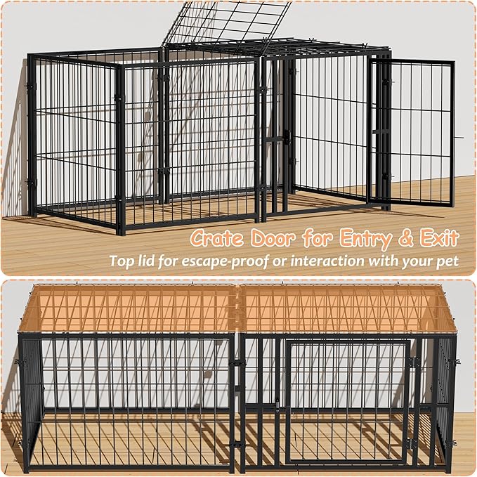 Mr IRONSTONE Dog Crate Small Dog Kennel Dog House Indoor Dog Cage for Small Medium Large Dogs, Puppy Dog Playpen, Pet Cage, 24" H x 48" L