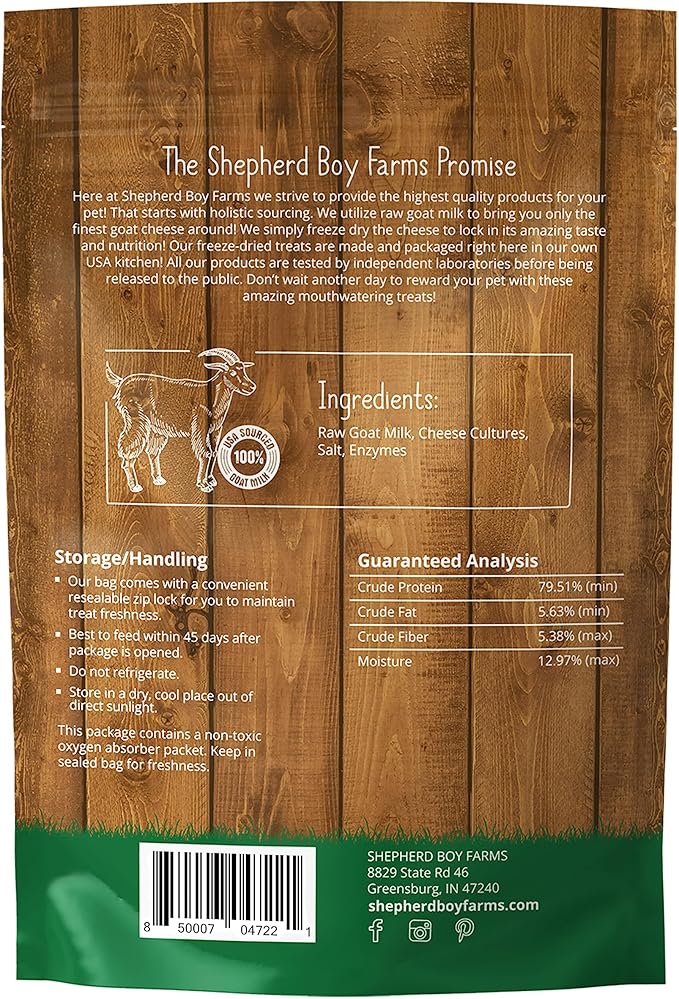 Freeze Dried Dog and Cat Treats, Goat Cheese, All Natural Single Ingredient Freeze-Dried Dog Treat & Dog Snacks, Made in USA, High Protein, Essential Nutrition of Raw Dog Food, 8oz