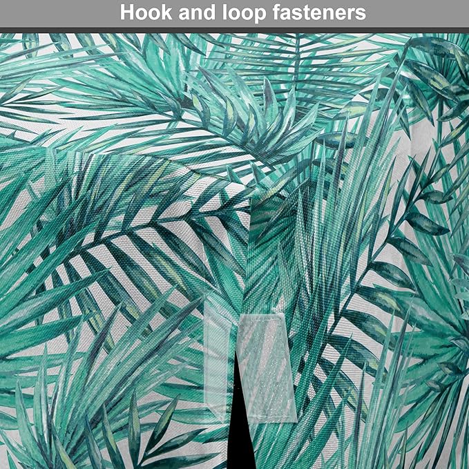 Lunarable Leaf Dog Crate Cover, Fresh Tropical Exotic Island Palm Tree Leaves in Jungle Abstract Watercolor, Easy to Use Pet Kennel Cover for Medium Large Dogs, 48 Inch, Pale Blue and Green