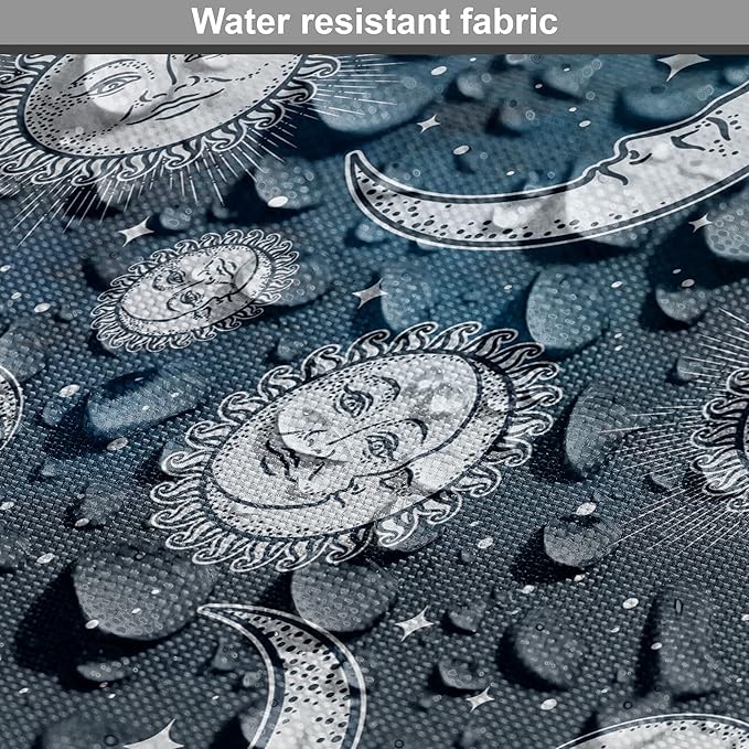 Ambesonne Sun and Moon Dog Crate Cover, Heavenly Bodies in Starry Night Sky Graphic Theme, Easy to Use Pet Kennel Cover for Medium Large Dogs, 42 Inch, Blue Grey