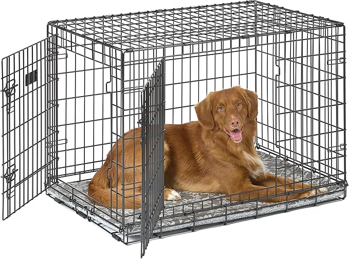 MidWest Homes for Pets Quiet Time Reversible Crate Pan Cover 36' Gray Floral/Fleece