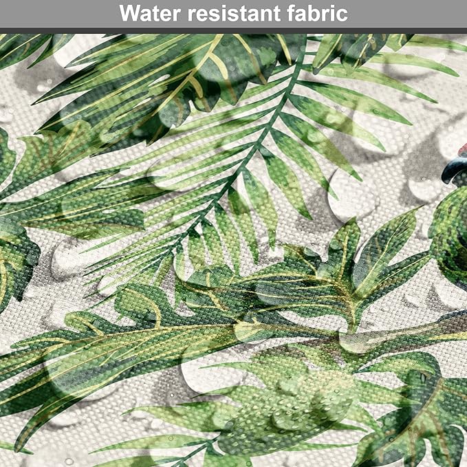 Lunarable Green Dog Crate Cover, Exotic Tropic Pattern with Palm Leaves Breadfruits Plumeria Flowers and Parrots, Easy to Use Pet Kennel Cover for Medium Large Dogs, 42 Inch, Lime Green Cream