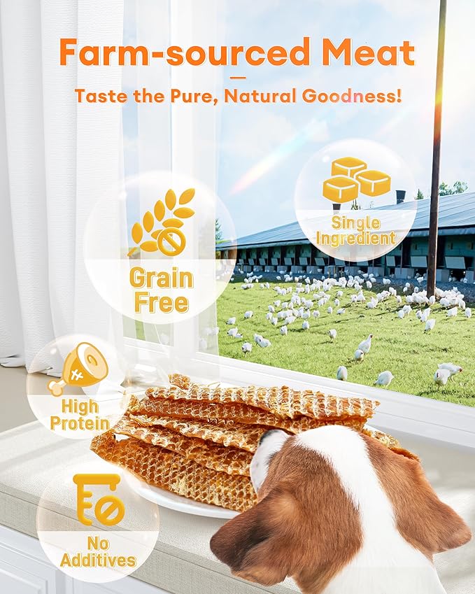 Chicken Jerky Dog Treats - All-Natural, High-Protein 17.63 oz Sealed Box, Single-Ingredient, Preservative-Free, Gluten-Free, Perfect for Training & Healthy Snacking