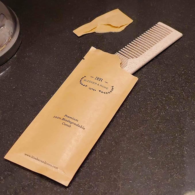 Bleeker and Rowe 100% Biodegradable Combs - Individually wrapped - Environmentally Eco Friendly Bulk Pocket Combs - Perfect for Macrame (pack of 100)