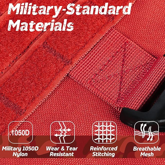 rabbitgoo Tactical Dog Harness for Large Dogs, Heavy Duty Dog Harness with Handle, No-Pull Service Dog Vest Large Breed, Adjustable Military Dog Vest Harness for Training Hunting Walking, Red, S