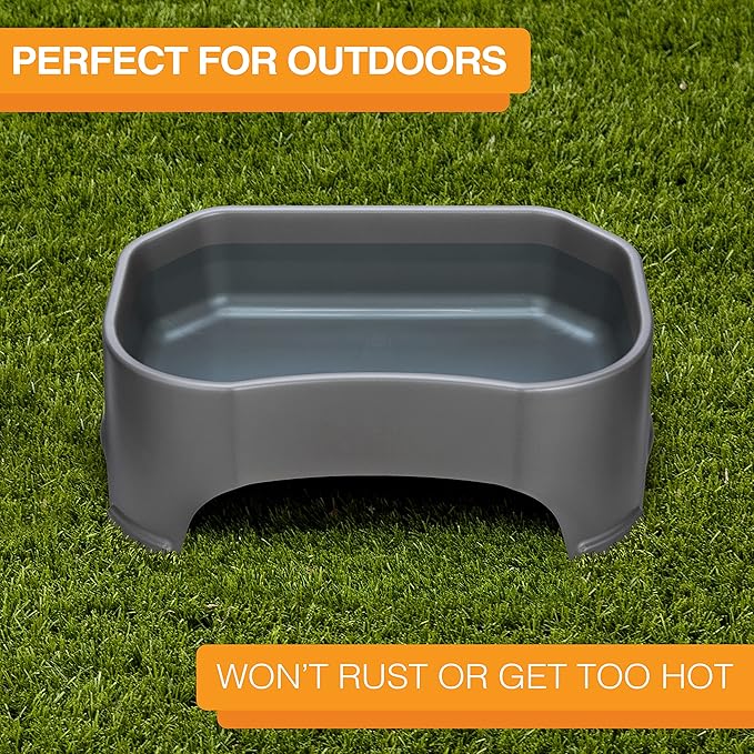 Neater Pet Brands Extra Large Water Bowl for Dogs, Outdoor Dog Water Bowl (2.25 Gallon Extra-Large Capacity), Big Trough Style Food Dish for Indoors or Outside, No Spill Large Dog Bowls, Gunmetal Grey