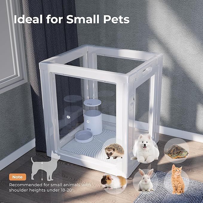 Clear Acrylic Plastic Dog Playpen Indoor,for Puppy Cat Rabbit Ferret Transparent Pet Pen,Easy Assemble Enclosure,Preferable for Small Dogs (4 Panels (White))