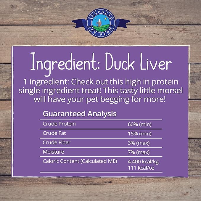 Freeze Dried Dog and Cat Treats, Duck Liver, All Natural Single Ingredient Freeze-Dried Dog Treat & Dog Snacks, Made in USA, High Protein, Essential Nutrition of Raw Dog Food, 3oz