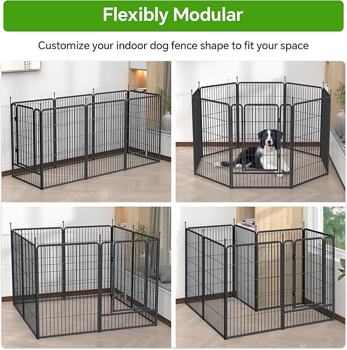 Mr Ironstone Dog Playpen with Anti-Rust Coating – 40" Height 8 Panels Portable & Foldable Indoor/Outdoor Pet Fence for Large, Medium, or Small Dogs – Durable Exercise Pen