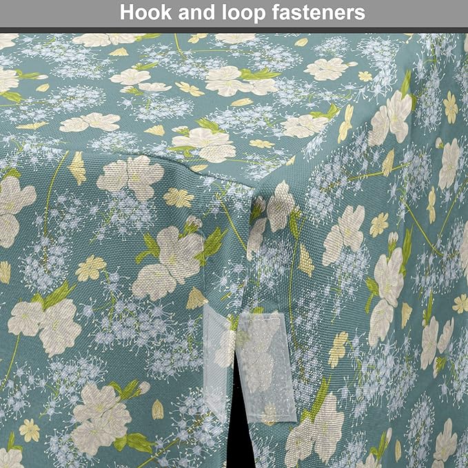 Lunarable Spring Dog Crate Cover, Pastel Tone Romantic Blossoming Flowers Pattern Vintage Garden Art, Easy to Use Pet Kennel Cover for Medium Large Dogs, 42 Inch, Cadet Blue Eggshell