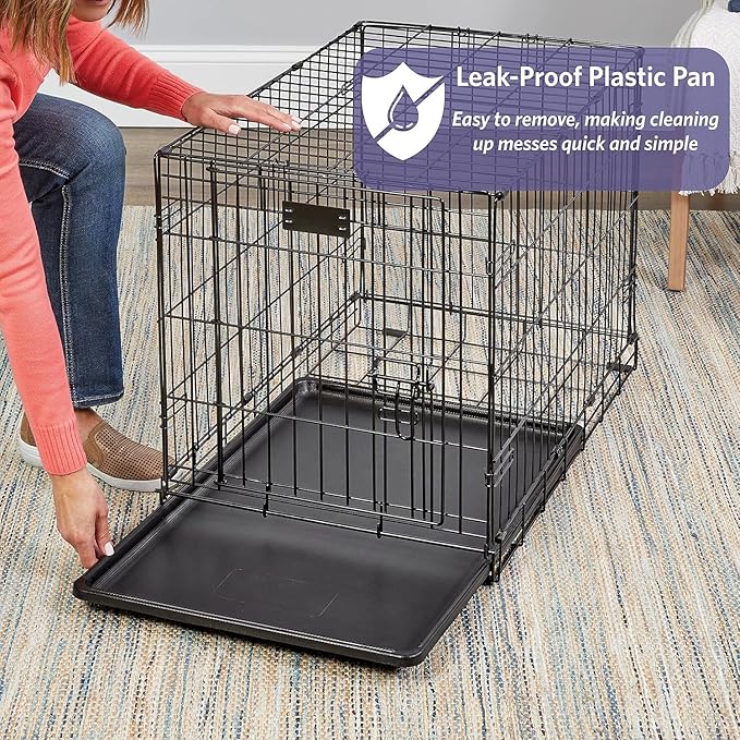 MidWest Homes for Pets Newly Enhanced Single & Double Door iCrate Dog Crate, Includes Leak-Proof Pan, Floor Protecting Feet, Divider Panel & New Patented Features