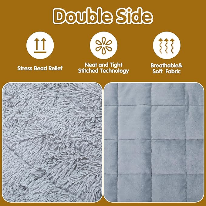 BALAPET Fluffy Weighted Blanket for Dogs, 7 Layers Soft Faux Fur Blanket for Pets Separation Anxiety,Relaxation and Calming,Perfect for Thunderstorm Firework Car Travel and Camping,Machine Washable(S)
