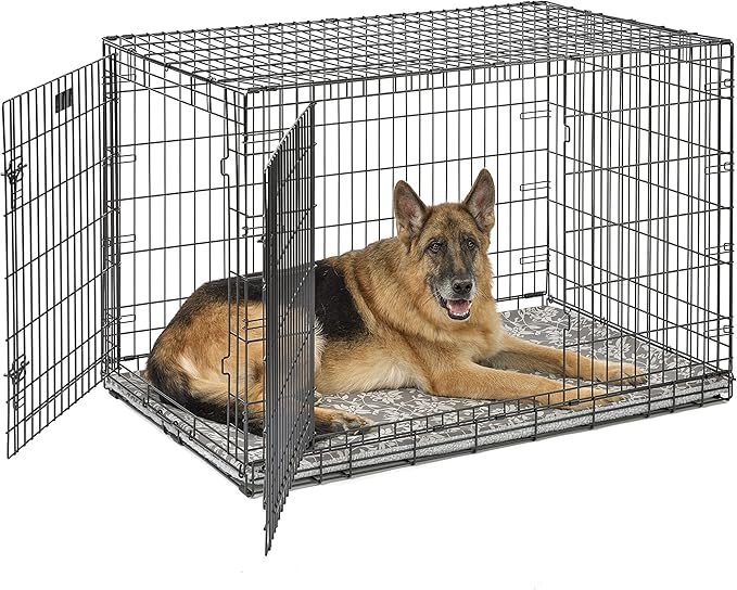 MidWest Homes for Pets Midwest Quiet Time Reversible Dog Crate Pan Cover, Fits Dog Crate Pans, 48" Gray Floral/Fleece, Pan Cover Only