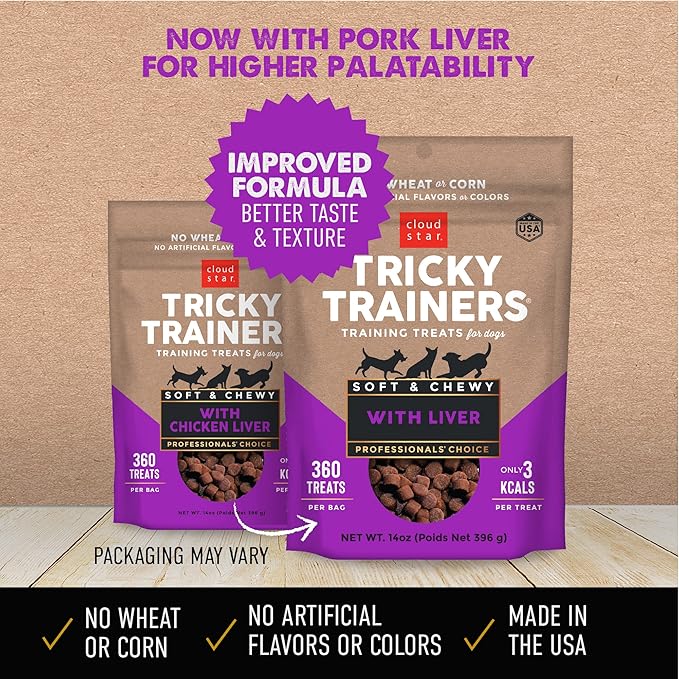 Cloud Star Tricky Trainers Chewy Dog Treats – Whole Grain Soft for Adult & Puppy