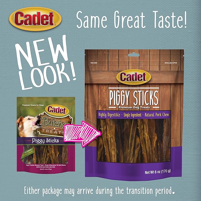 Cadet Butcher Treats Piggy Sticks for Dogs 6 oz