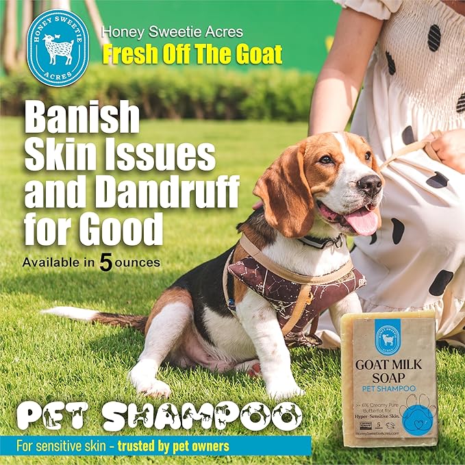 Honey Sweetie Acres 1 Pack All-Natural Pet Shampoo Bar with Fresh Goat Milk - Moisturizing Relief for Dry, Itchy Skin - Leaves A Fresh, Clean Scent - Eliminate Dirty Pet Odor, 5 oz Bar (1 Count)